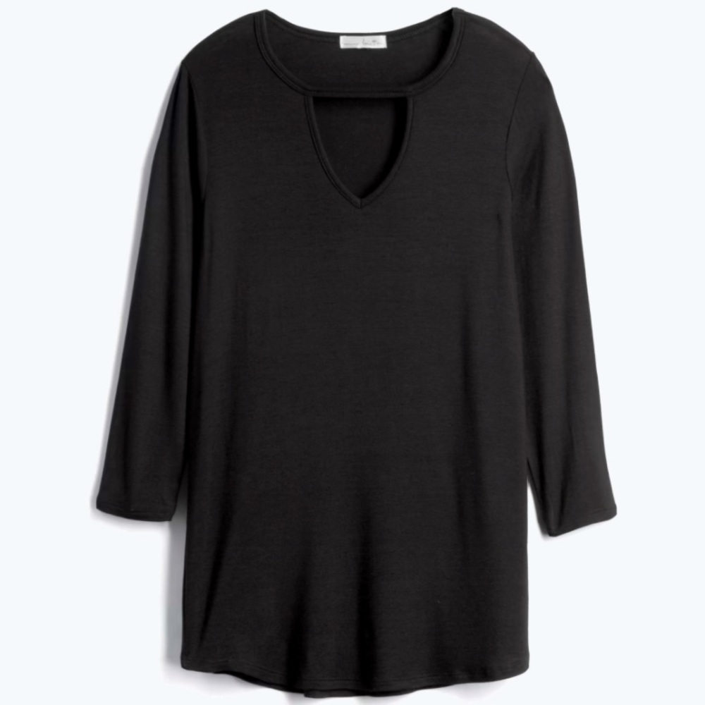 Nine Britton | Dawson Bar Neck Knit Top | XS | Black